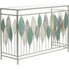 imageDeco 79 Metal Leaf Console Table with Glass Top and Gold Accents 44quot x 16quot x 30quot BlackSilver