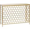 imageDeco 79 Metal Rectangle Console Table with Brown Wood Top 42quot x 14quot x 30quot Gold