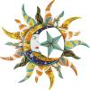 imageDeco 79 Metal Sun and Moon Indoor Outdoor Abstract Patterned Wall Decor with Teal and Orange Accents 36quot x 2quot x 36quot Multi Colored355L x 2W