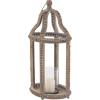imageDeco 79 Reclaimed Wood IndoorOutdoor Candle Lantern  Beaded Decorative Candle Holder 13quot x 10quot x 29quot Brown