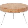 imageDeco 79 Wood Coffee Table with White Metal Tripod Legs 32quot x 32quot x 18quot BrownBrown
