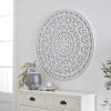 imageDeco 79 Wood Floral Handmade Intricately Carved Round Mandala Wall Decor 36quot x 1quot x 36quot White