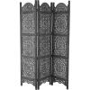 imageDeco 79 Wood Floral Handmade Partition Room Divider Screen Hinged Foldable Partition 3 Panel Privacy Screen with Intricately Carved Designs Room Partition 60quot x 1quot x 72quot Black