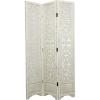 imageDeco 79 Wood Floral Hinged Foldable Partition 3 Panel Room Divider Screen with Intricately Carved Designs 45quot x 1quot x 75quot White
