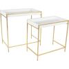imageDeco 79 Wood Geometric Nesting Console Table with Gold Metal Legs Set of 2 22quot 20quotW WhiteGoldWhite