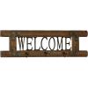imageDeco 79 Wood Welcome Metal Wall Hook 32 by 10Inch Black