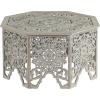 imageDeco 79 Wooden Floral Handmade Living Room Coffee Table Intricately Carved Table with Hollow Interior Center Table 33quot x 33quot x 18quot Light GrayLight Gray