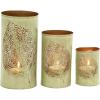 imageWoodland Imports Leaf Patterned Metal Candle Holder Set of 3