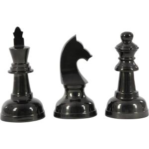 imageCosmoLiving by Cosmopolitan Aluminum Metal Chess Decorative Sculpture Home Decor Statues with Knight Queen and King Set of 3 Accent Figurines 9quot 9quot 10quotH Dark GrayDark Gray