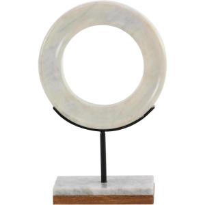 imageCosmoLiving by Cosmopolitan Marble Geometric Decorative Sculpture Circle Home Decor Statue with Marble Base Accent Figurine 9 x 4 x 14 White