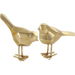 imageCosmoLiving by Cosmopolitan Polystone Bird Decorative Sculpture Home Decor Statues with Origami Accents Set of 2 Accent Figurines 7quot 8quotH GoldGold