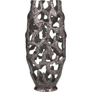imageDeco 79 Aluminum Metal Decorative Vase Centerpiece Vase with Cut Out Designs Vase for Home Decoration 9quot x 5quot x 20quot BlackBlack