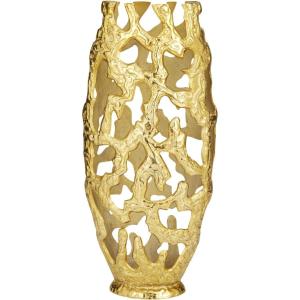 imageDeco 79 Aluminum Metal Decorative Vase Centerpiece Vase with Cut Out Designs Vase for Home Decoration 9quot x 5quot x 20quot BlackGold