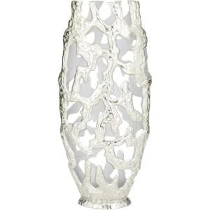 imageDeco 79 Aluminum Metal Decorative Vase Centerpiece Vase with Cut Out Designs Vase for Home Decoration 9quot x 5quot x 20quot BlackSilver