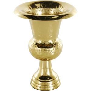 imageDeco 79 Aluminum Metal Decorative Vase Goblet Inspired Hammered Centerpiece Vase Flower Vase for Home Decoration 9quot x 9quot x 13quot SilverGold