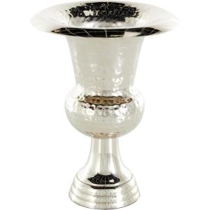 imageDeco 79 Aluminum Metal Decorative Vase Goblet Inspired Hammered Centerpiece Vase Flower Vase for Home Decoration 9quot x 9quot x 13quot SilverSilver