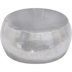 imageDeco 79 Aluminum Metal Living Room Coffee Table Drum Shaped Table with Hammered Design Center Table 30quot x 30quot x 14quot SilverSilver