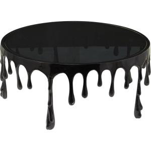 imageDeco 79 Aluminum Metal Living Room Coffee Table Melting Drip Table with Black Glass Top Center Table 36quot x 36quot x 16quot SilverBlack