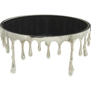 imageDeco 79 Aluminum Metal Living Room Coffee Table Melting Drip Table with Black Glass Top Center Table 36quot x 36quot x 16quot SilverSilver