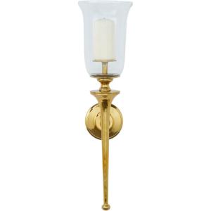 imageDeco 79 Aluminum Metal Single Candle Wall Sconce with Glass Holder 8quot x 8quot x 30quot GoldGold