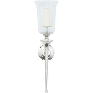imageDeco 79 Aluminum Metal Single Candle Wall Sconce with Glass Holder 8quot x 8quot x 30quot GoldSilver