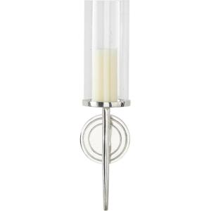 imageDeco 79 Aluminum Metal Wall Sconce Single Candle 6quot x 7quot x 23quot BlackSilver
