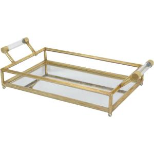 imageDeco 79 CosmoLiving by Cosmopolitan Metal Mirrored Tray with Acrylic Handles 22quot x 12quot x 5quot Gold