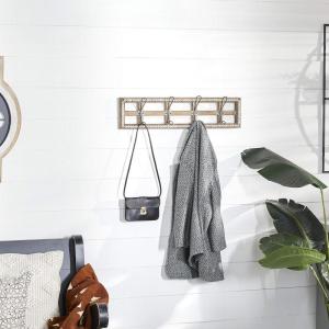 imageDeco 79 Farmhouse Wood Solid Wall Hook 26quot x 3quot x 7quot Brown