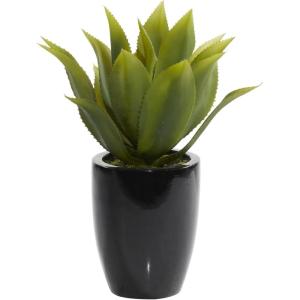 imageDeco 79 Faux Foliage Agave Artificial Plant with Realistic Leaves and Black Fiberglass Pot 17quot x 16quot x 22quot Green