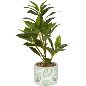imageDeco 79 Faux Foliage Bay Laurel Artificial Plant with Leaf Patterned Pot 11quot x 11quot x 16quot Green