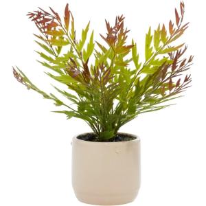 imageDeco 79 Faux Foliage Fern Artificial Plant with Realistic Leaves and Beige Ceramic Pot 11quot x 12quot x 13quot Green