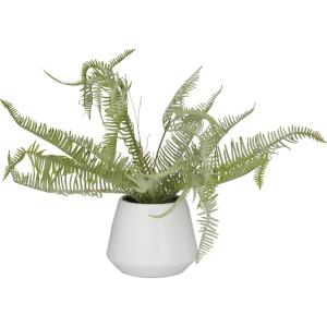 imageDeco 79 Faux Foliage Fern Artificial Plant with Realistic Leaves and White Ceramic Pot 19quot x 12quot x 14quot Green