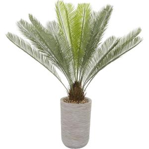 imageDeco 79 Faux Foliage Sago Palm Artificial Plant with Realistic Leaves and Beige Ceramic Pot 38quot x 28quot x 45quot Green