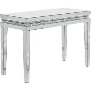 imageDeco 79 Glass Mirrored Console Table with Crystal Studded Embellishments 47quot x 20quot x 32quot Silver