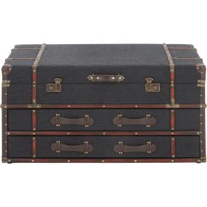 imageDeco 79 Linen Fabric Living Room Coffee Table 40quot x 19quot x 21quot Dark BlueDark Blue