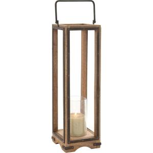 imageDeco 79 Mango Wood Handmade Indoor Outdoor Candle Lantern Decorative Lantern Candle Holder Lantern 8quot x 8quot x 31quot Brown8 x 8 x 31