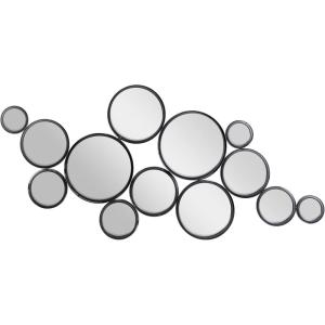imageDeco 79 Metal Abstract Room Wall Mirror Bubble Cluster Entryway Mirror Wall Mounted Mirror 24quot x 1quot x 52quot Black