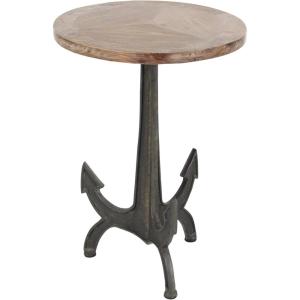 imageDeco 79 Metal Anchor Console Table with Brown Wood Top 48quot x 15quot x 31quot BlackBlack