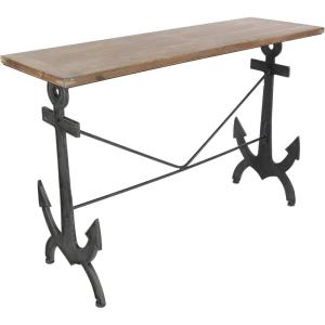 imageDeco 79 Metal Anchor Console Table with Brown Wood Top 48quot x 15quot x 31quot BlackBrownBlack