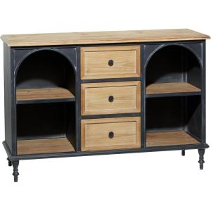 imageDeco 79 Metal Arched 2 Shelf 4 Cubby Console Table with Brown Wood Shelves 47quot x 16quot x 41quot BlackBrown