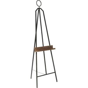 imageDeco 79 Metal Display Easel Tall Adjustable 3 Tier Floor Standing Easel with Chain Support and Wood Accents Display Stand 19quot x 23quot x 66quot BlackBLACK