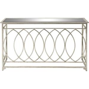 imageDeco 79 Metal Geometric Console Table with Mirrored Glass Top 54quot x 16quot x 32quot Silver