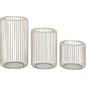 imageDeco 79 Metal Indoor Outdoor Candle Lantern Cage Style Decorative Lantern Candle Holder Set of 3 Lantern 11quot 9quot 6quotH Silver