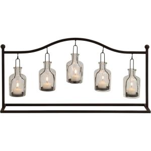 imageDeco 79 Metal Indoor Outdoor Candle Lantern Hanging Bottle Decorative Lantern Candle Holder Lantern 24quot x 5quot x 12quot Black