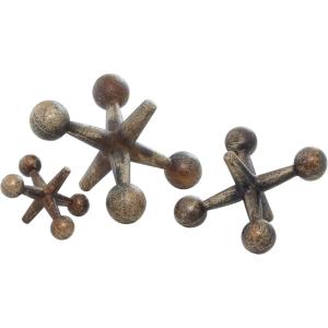 imageDeco 79 Metal Jack Decorative Sculpture Home Decor Statues Set of 3 Accent Figurines 5quot 7quot 9quotW GrayGold