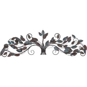 imageDeco 79 Metal Leaf Home Wall Decor Long Scrolled Wall Sculpture with Beaded Accents Wall Art 47quot x 1quot x 14quot RedBlue