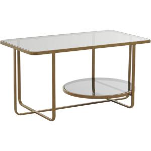 imageDeco 79 Metal Living Room Coffee Table 1 Shelf Table with Mirrored Glass Top Center Table 36quot x 20quot x 18quot GoldGold