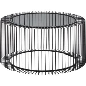 imageDeco 79 Metal Living Room Coffee Table Open Wire Frame Table with Shaded Glass Top Center Table 32quot x 32quot x 15quot BlackBlack