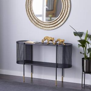 imageDeco 79 Metal Oval Console Table with Open Center Storage 47quot x 15quot x 32quot Black