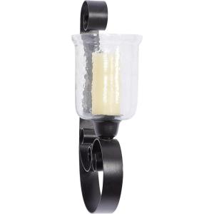 imageDeco 79 Metal Scroll Handmade Pillar Wall Sconce 10quot x 7quot x 21quot BlackCONVENIENTLY SIZED